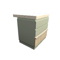 TS4 Modern kitchen set 3, island - green