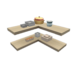 TS4 Modern kitchen set 3, corner shelves - gray wood