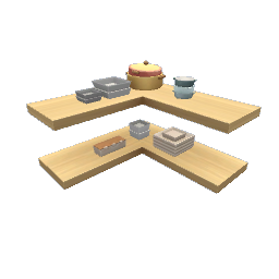 TS4 Modern kitchen set 3, corner shelves - light wood