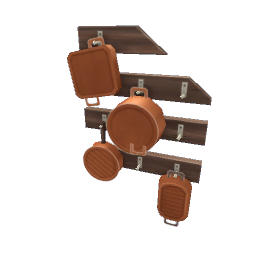 TS4 Pot rack - medium wood, orange pots