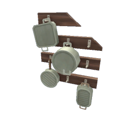 TS4 Pot rack - medium wood, white pots