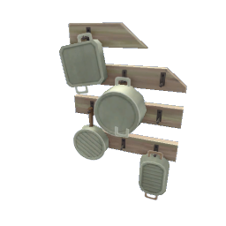 TS4 Pot rack - light wood, white pots