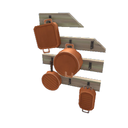 TS4 Pot rack - light wood, orange pots