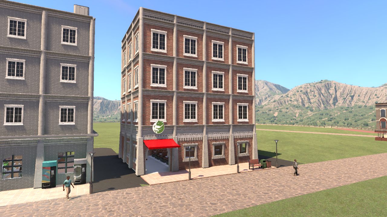 City Building with Coffee Shop