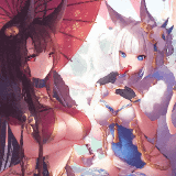 MitsuArt NY Onsen Party Akagi & Kaga (Azur Lane) & Narmaya (Grandblue Fantasy) SFW & NSFW