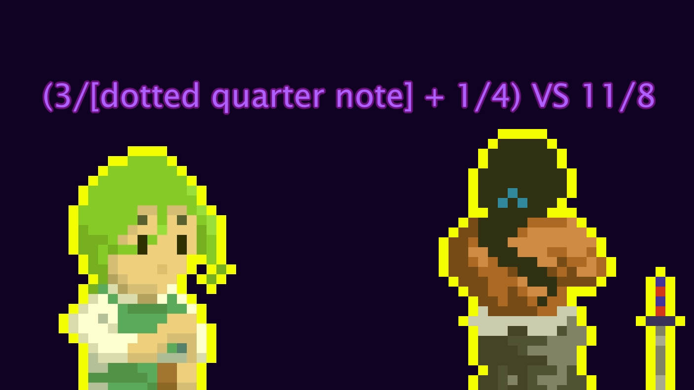 wily - (3/[dotted quarter note] + 1/4) VS 11/8