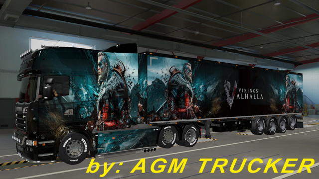SKIN TRUCK SCANIA R RJL E REBOQUE (VIKINGS ALHALLA) - CANAL AGM TRUCKER