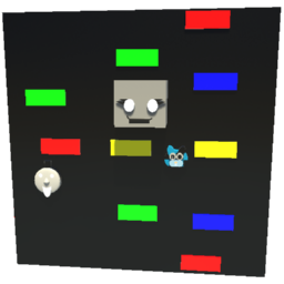 glitch ball with characters