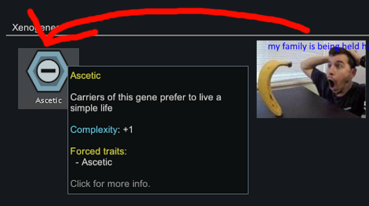 Ascetic Gene mod preview for RimWorld