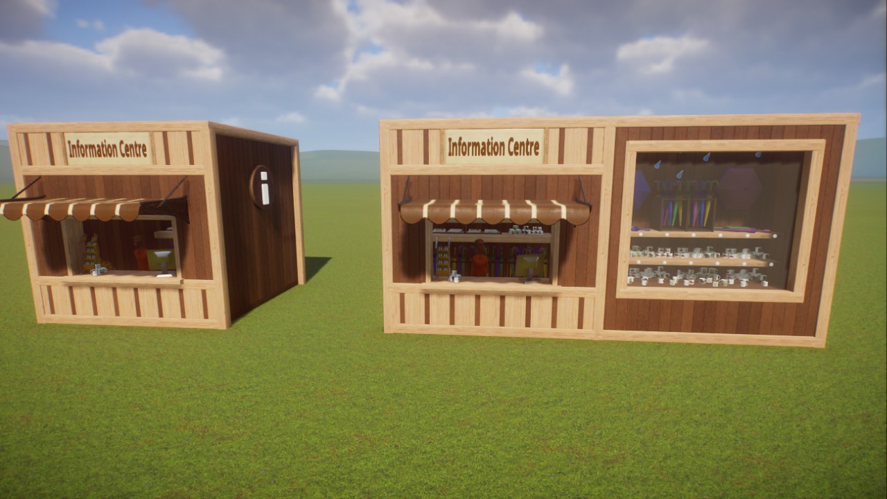 Modern Wood Information Centre with or without display window (Base game items only)