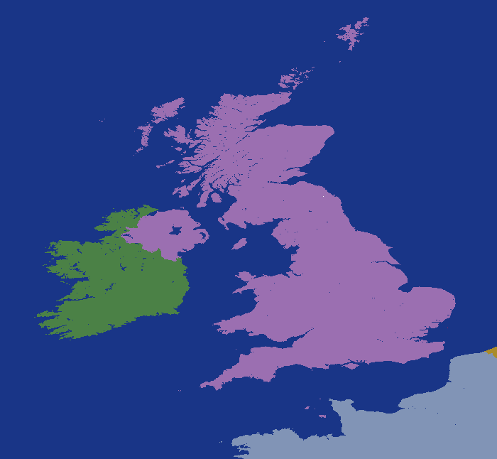 Great Britain with cities and countries