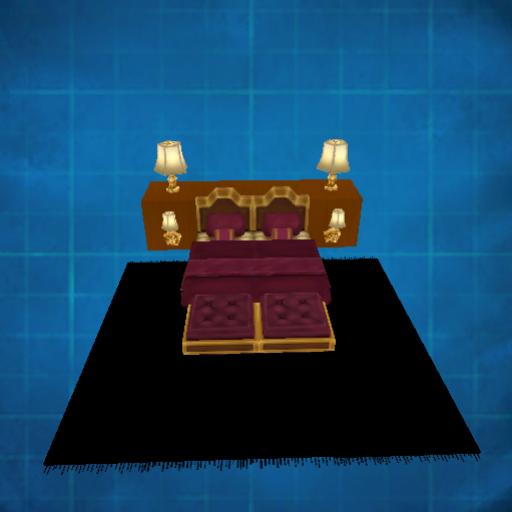 two bed with black rug