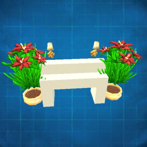 white piano with plant