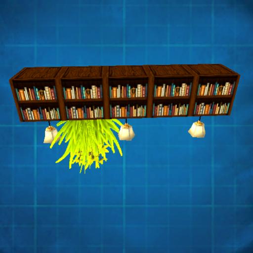upper bookshelf with light