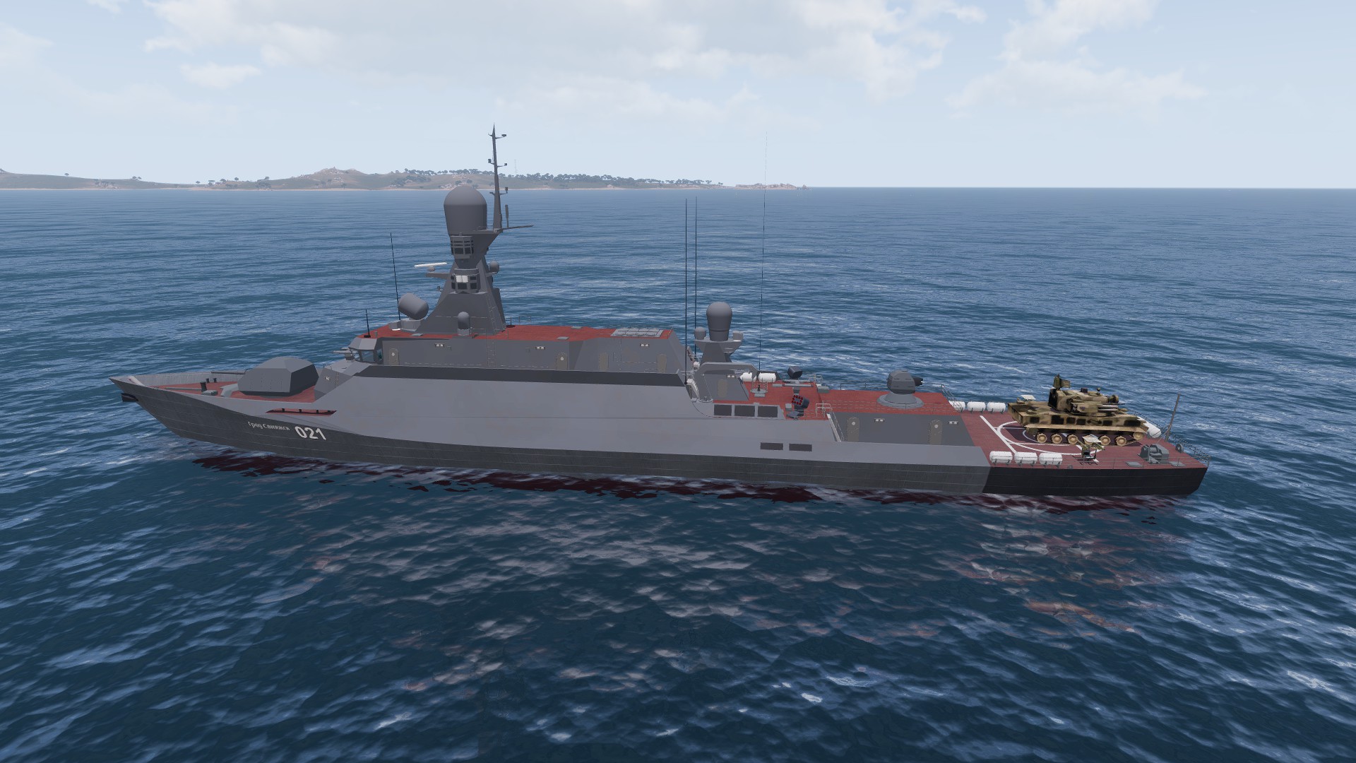 Buyan-M with Tunkguska on Helipad
