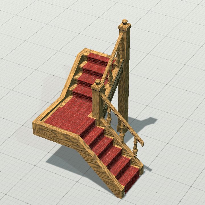 Wood Corner Stair Left Carpet