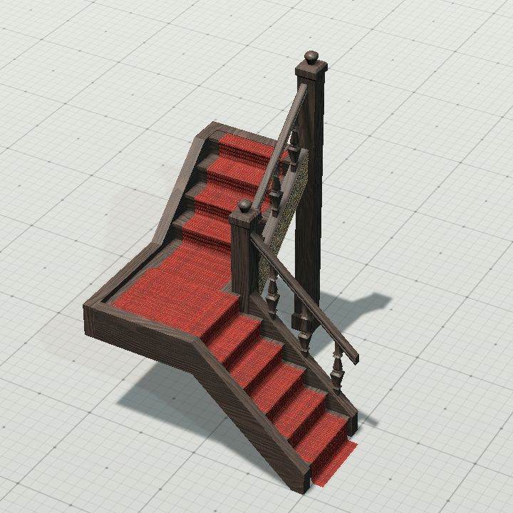 Wood Corner Stair Left Carpet Dark