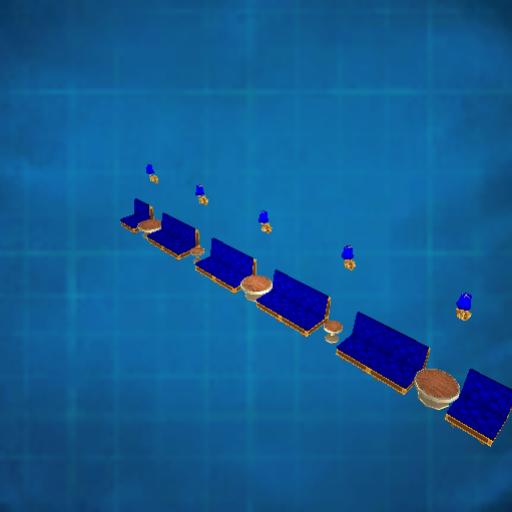 blue seats row with sconces