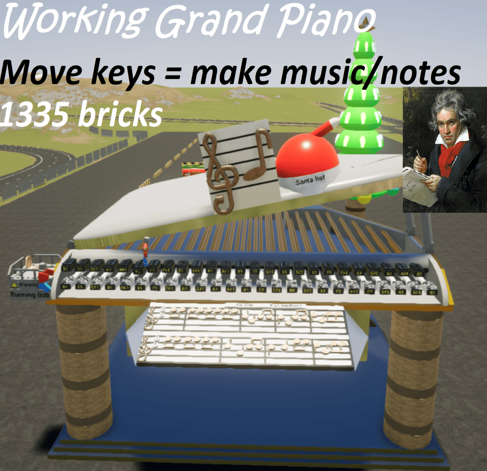 Working grand piano - move keys = make music/tones special christmas gift