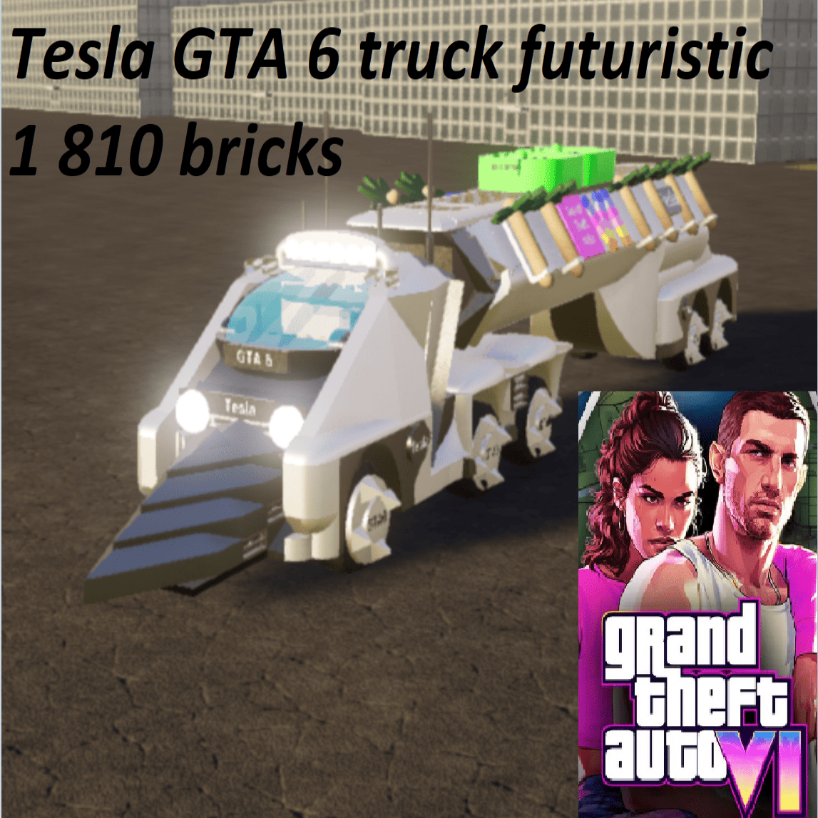 Ramp Tesla GTA 6 truck, futuristic, heavy breakthrough