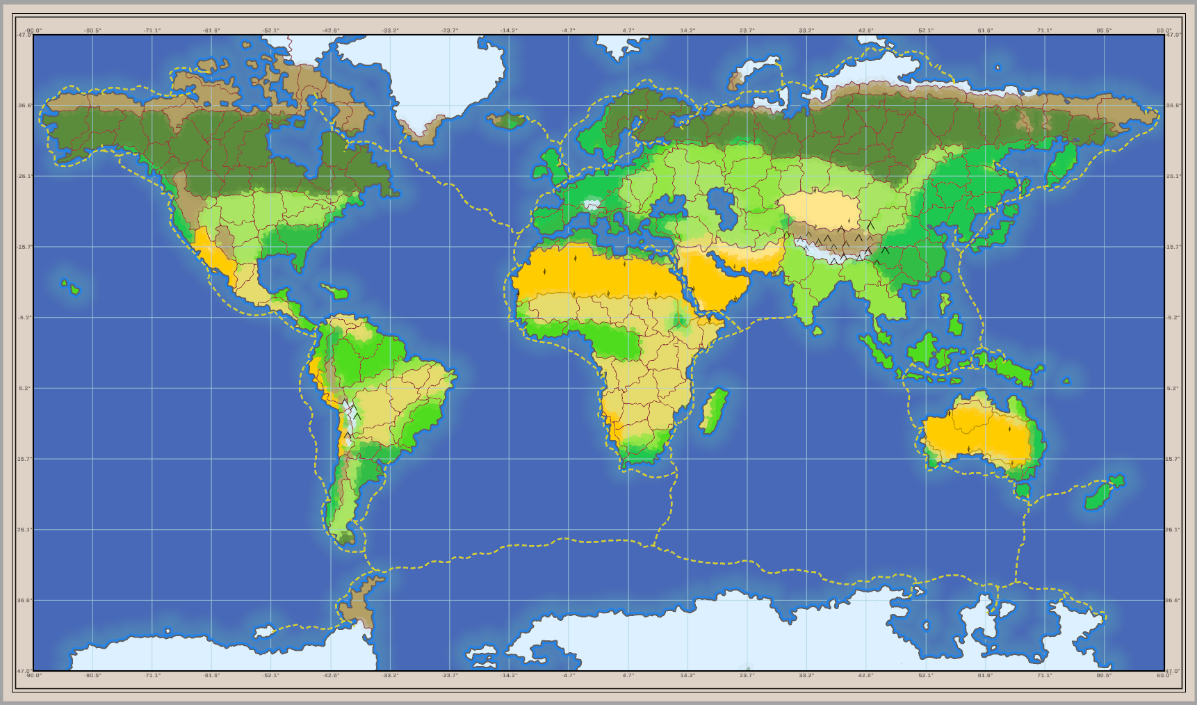 世界地形地貌图（不含河流）