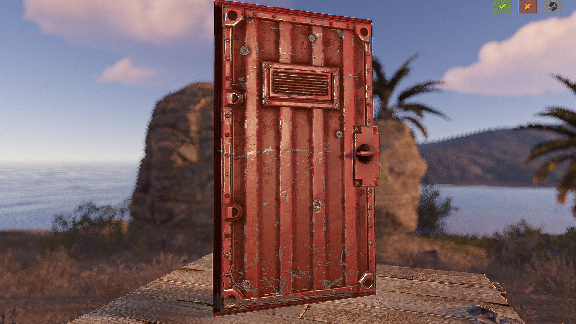 Red Armored Container Door