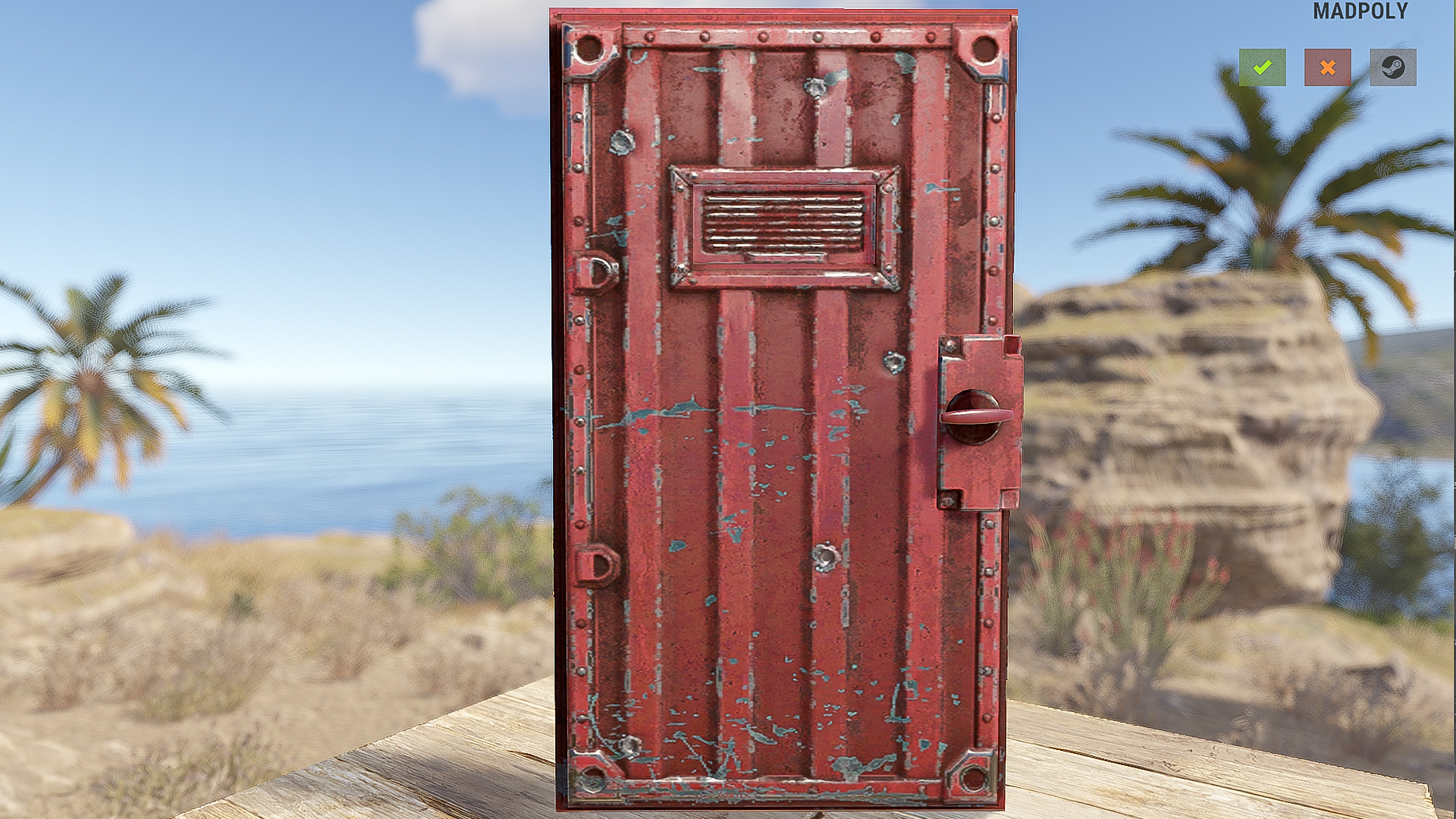 Red Armored Container Door