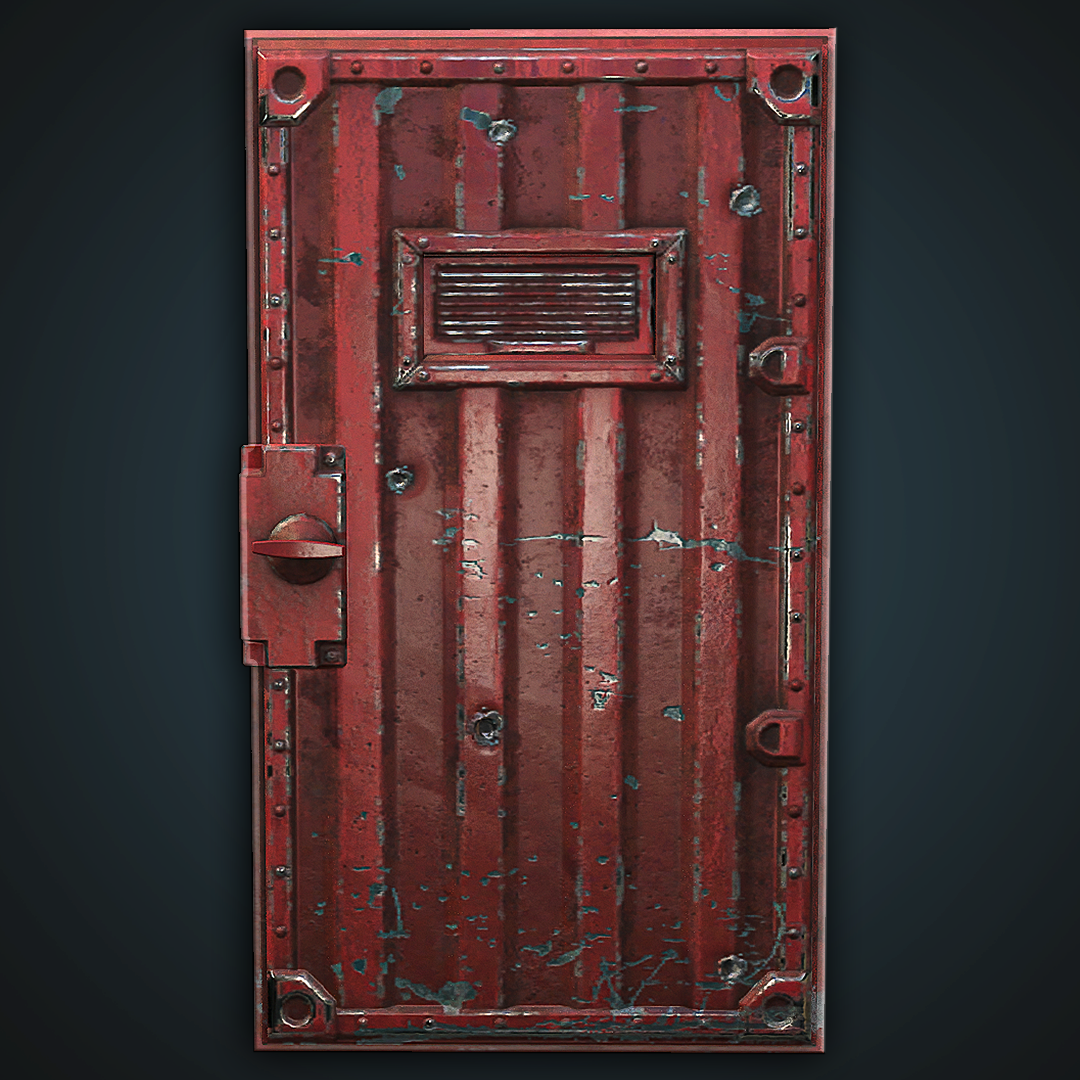 Red Armored Container Door