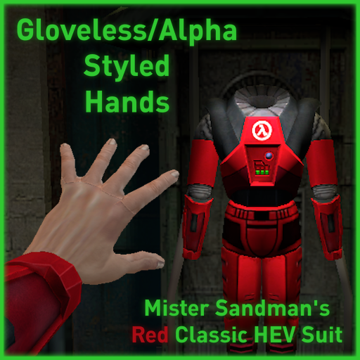 Gloveless/Half-Life Alpha Styled Hands for Classic HEV Suit (Red/Early 1998 version)