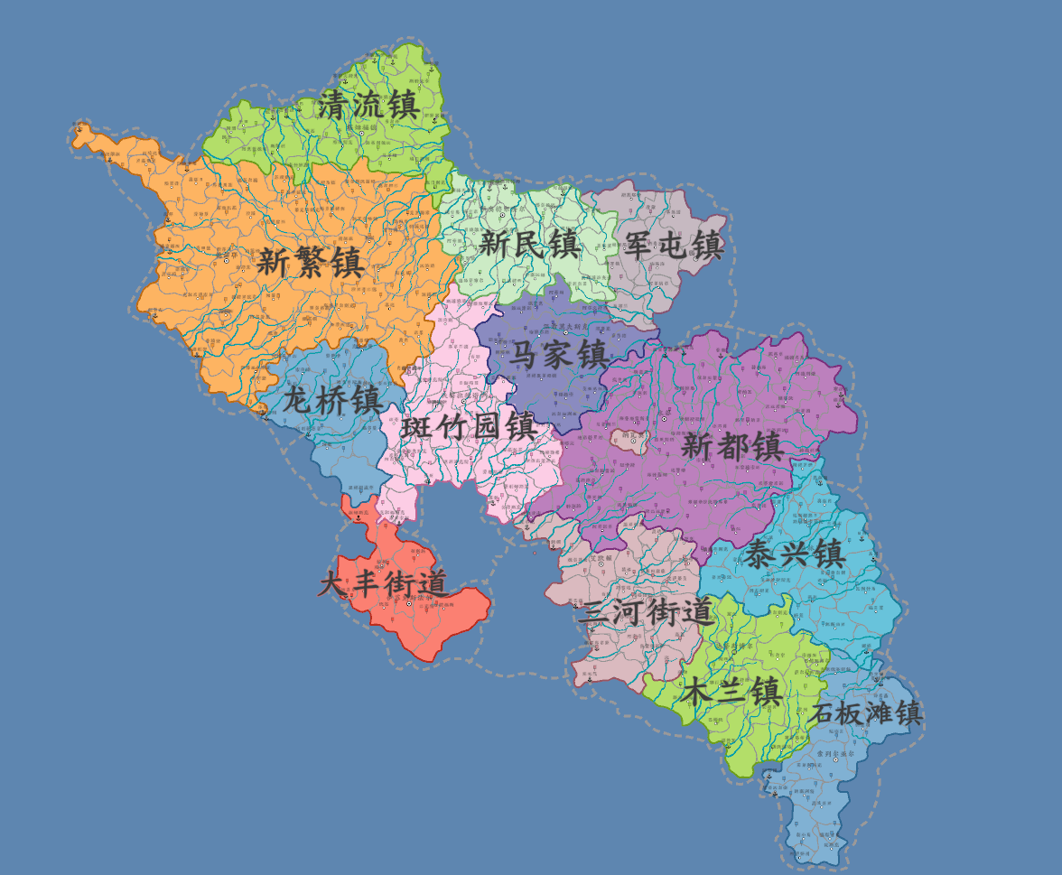 四川省成都市新都区乡镇图