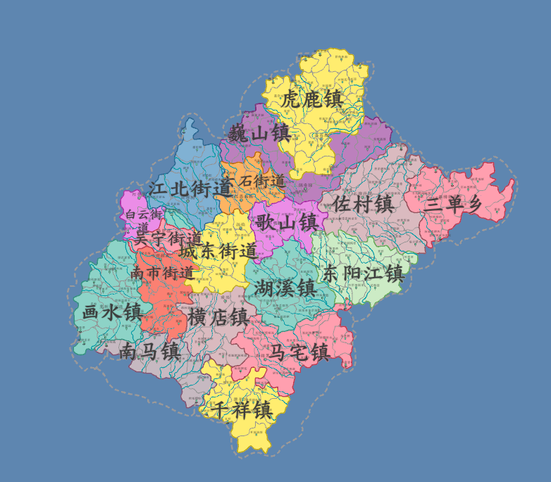 浙江省金华市东阳市乡镇图