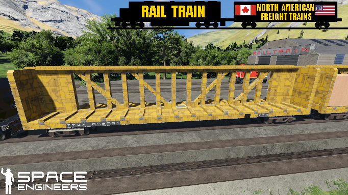 Rail Train TTX Centerbeam Car Weathered