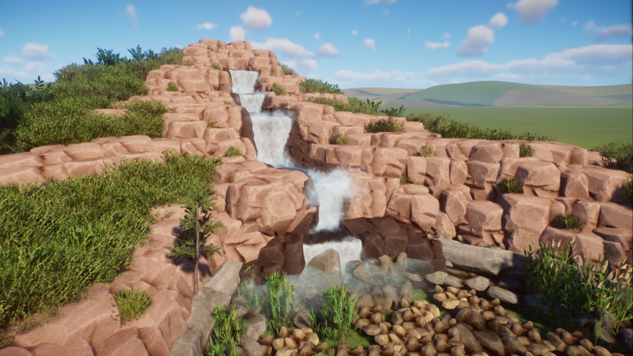 Rocky Cascading Waterfall