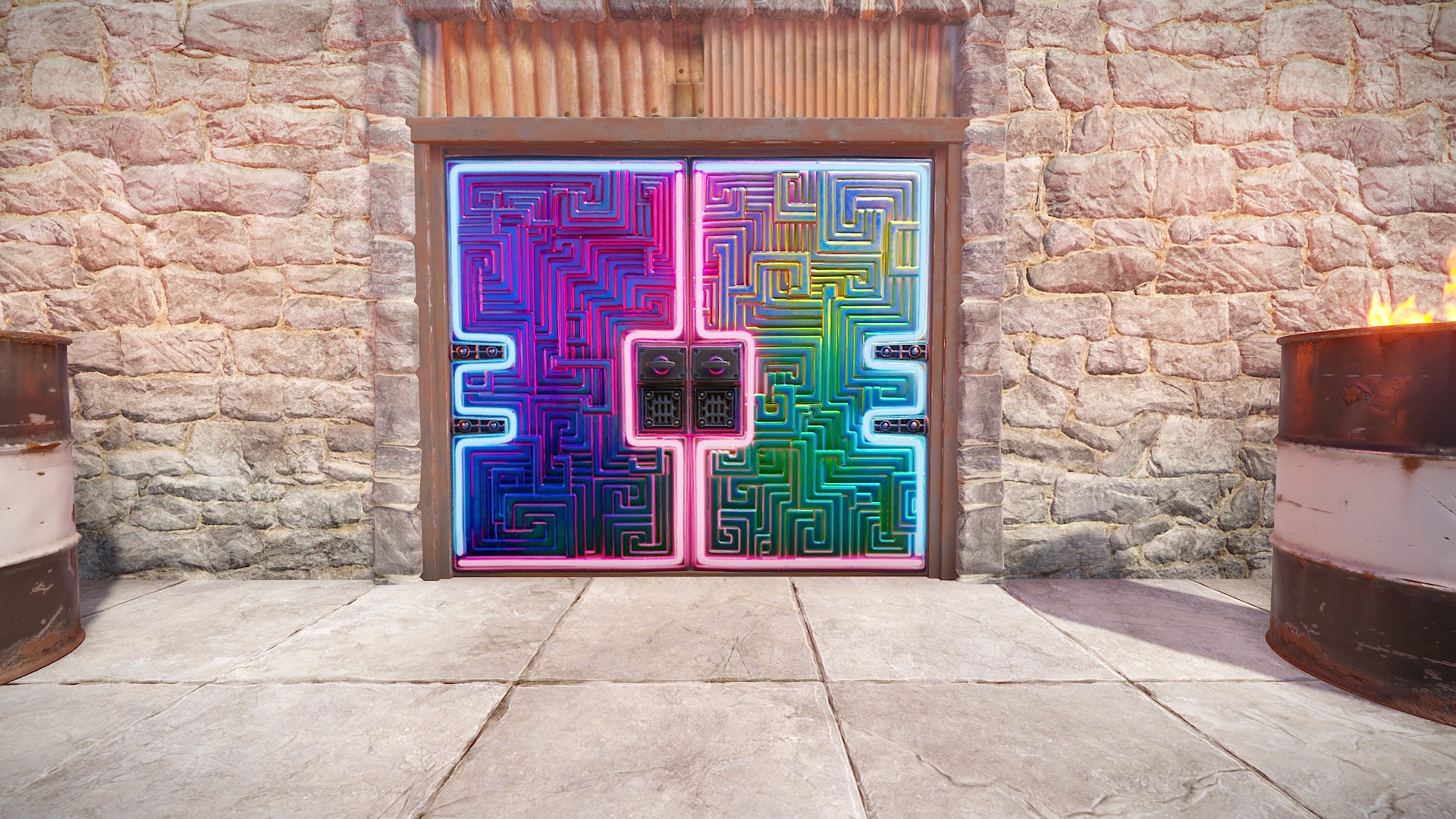 Neon Bismuth Metal Double Door