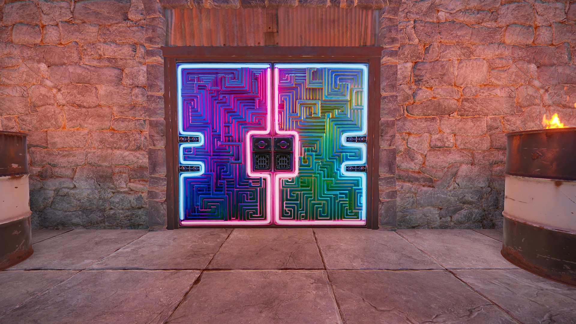 Neon Bismuth Metal Double Door