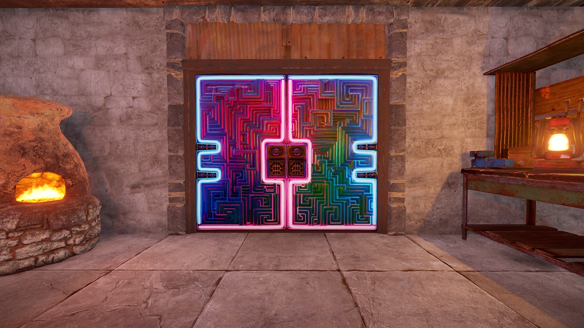 Neon Bismuth Metal Double Door