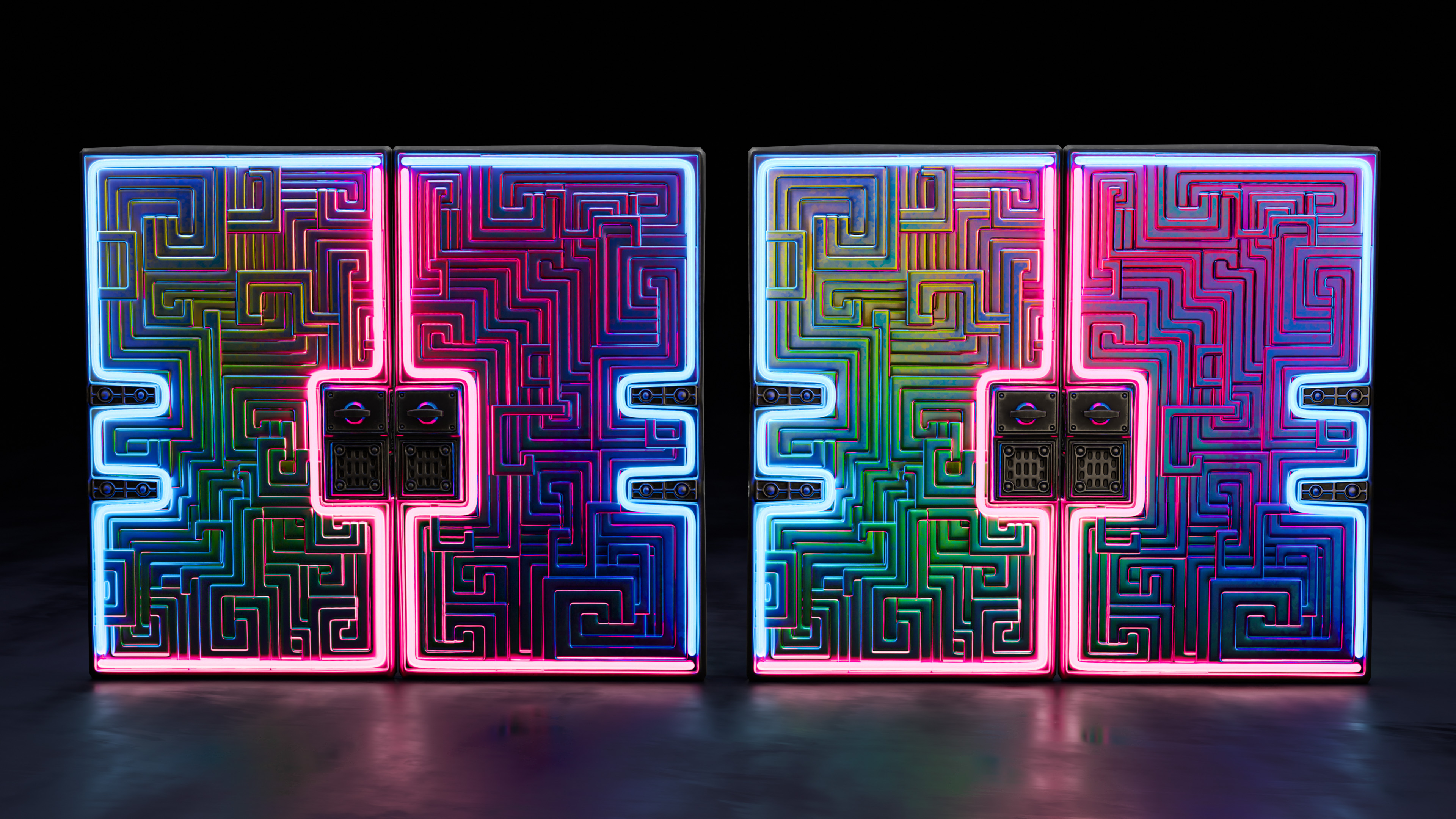 Neon Bismuth Metal Double Door