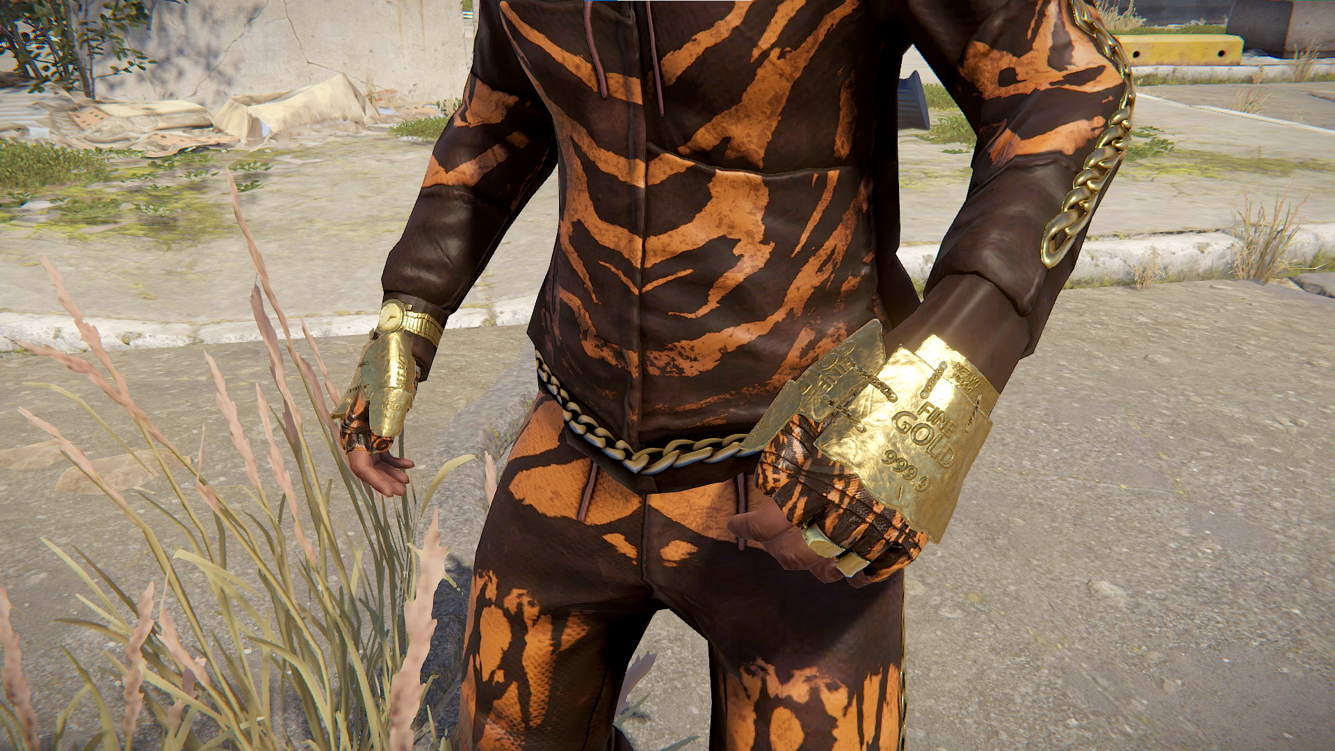 Gold Chains Roadsign Gloves