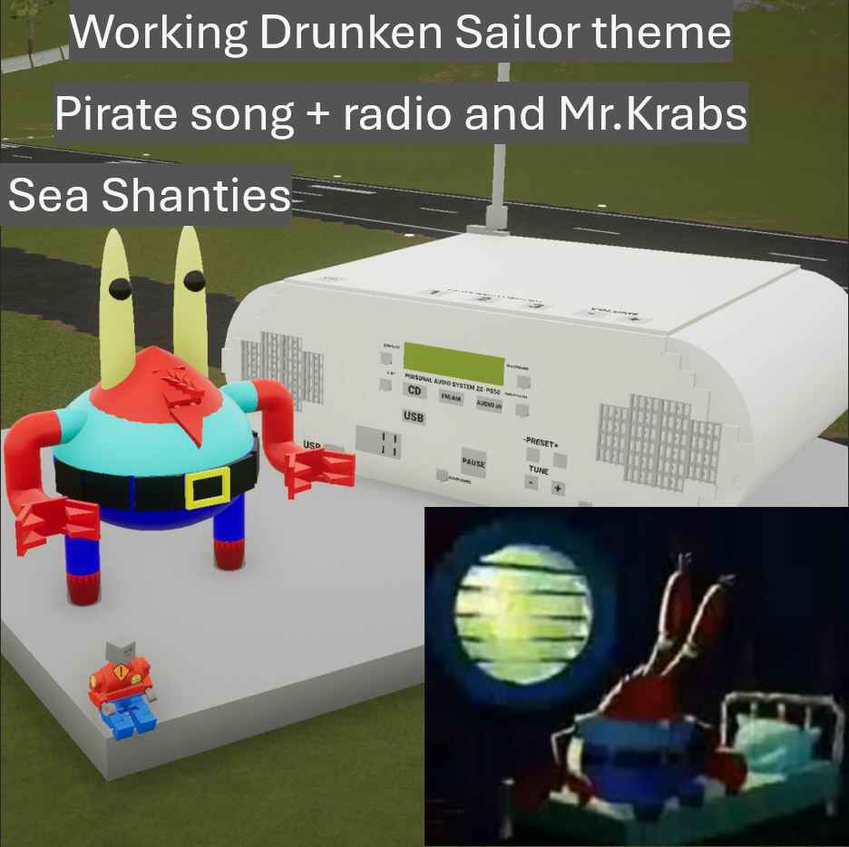 Working Drunken sailor theme - Sea Shanty pirate song with radio and Mr.Krabs