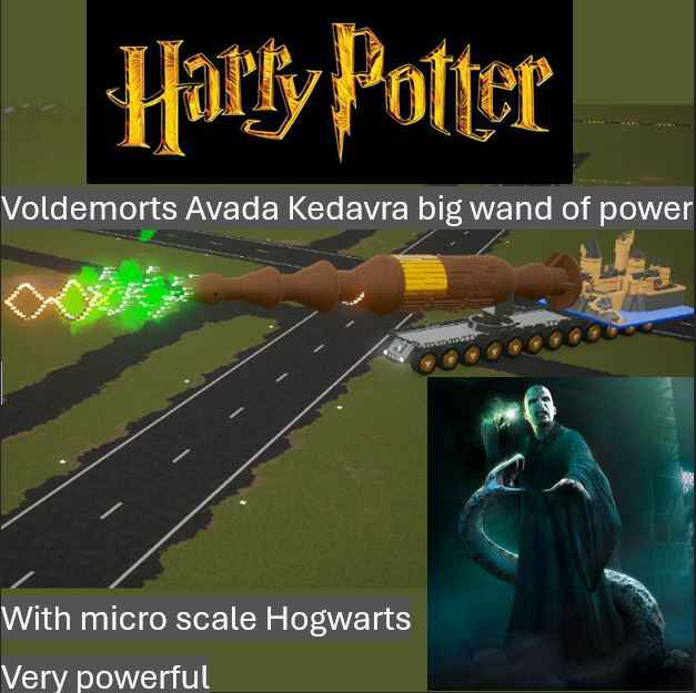 Voldemorts Avada Kedavra big wand of power with Micro scale Hogwarts
