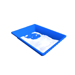 filled litter box blue