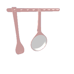 pink kitchen hanger pan and spatula