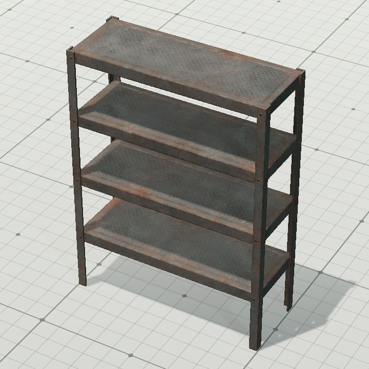 rusted metal shelf
