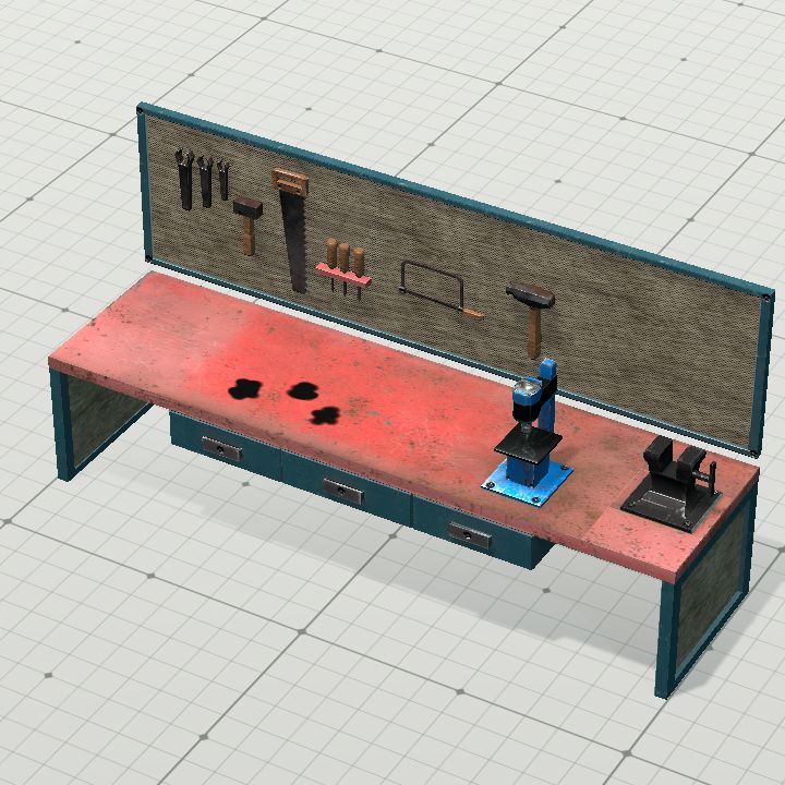 work bench with tools