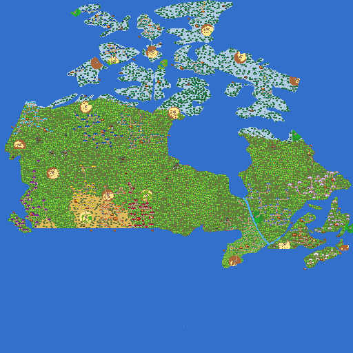 Map of Canada populated