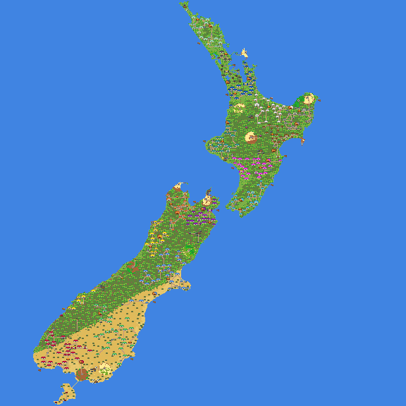 Map of New Zealand populated