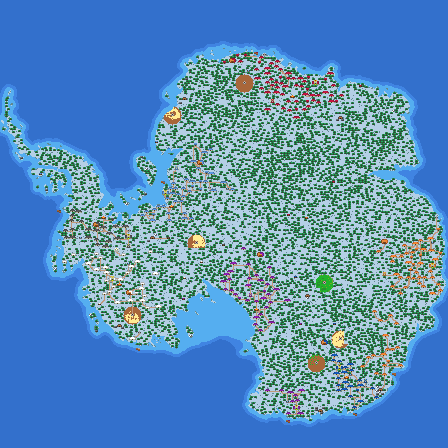 Map of Antarctica populated
