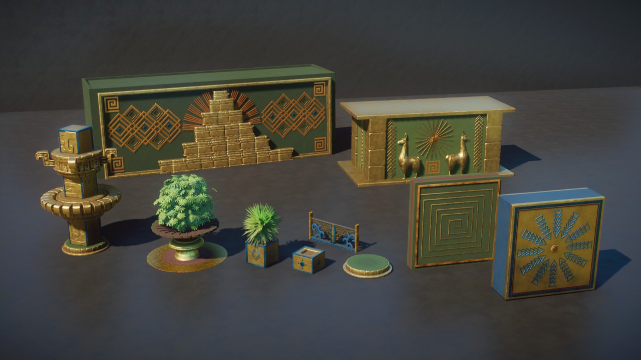 Akhenaten's Aztec / Mesoamerican decorations.