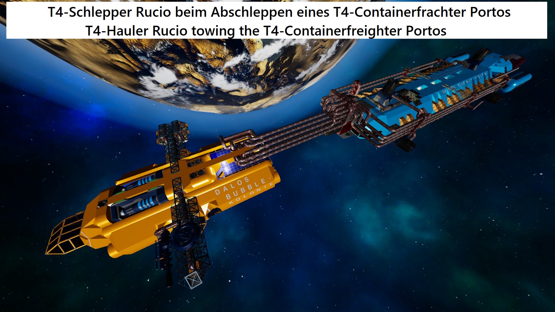 T4-Schlepper Rucio-T4-Containerfrachter Portos
