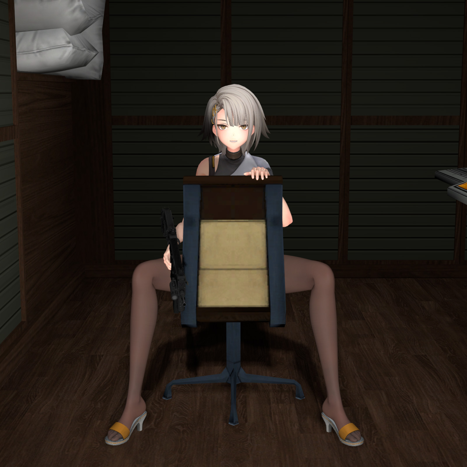 【少女前线2：追放】维克托持枪坐姿——【Girls' Frontline 2: Exilium】Vector sitting posture with a gun